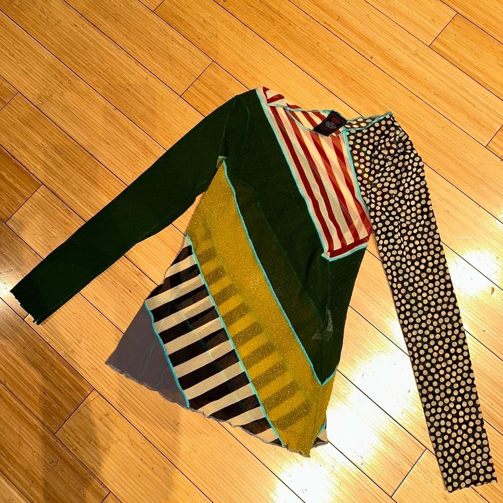 Jean Paul Gaultier Classique polka stripe multi print top